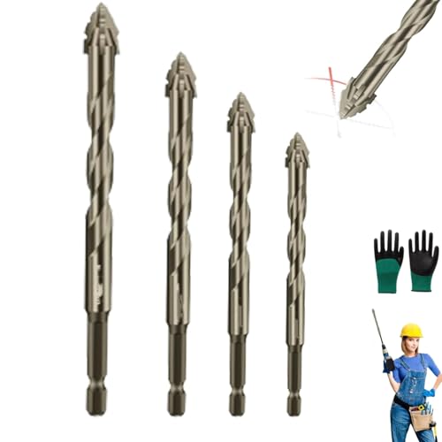 Four-Flute Sawtooth Eccentric Drill Bit, Cozy Hoome Drill Bits,Efficient Drill and Tap Set,Titanium-Coated Design Drill Bit,Multiple Sizes Drill Bit Set for Wood and Metal (Titanium, 6+8+10+12mm) von Générique