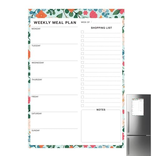 Fridge Meal Planner, Meal Planner Board, Magnetic Meal Planner Notizblock, Wochenplaner mit Grocery List, starker Magnet Meal Planner für Fridge, magnetischer Wochenplaner für die Küche von Générique