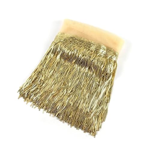 Générique 5/10 Yards 20 cm Pailletten Quaste Fransen Besatz Spitze Band Abendkleid Hochzeit Stoff Basteln Handarbeit Nähen Kleidung Zubehör (1 Gold, 5 m) von Générique