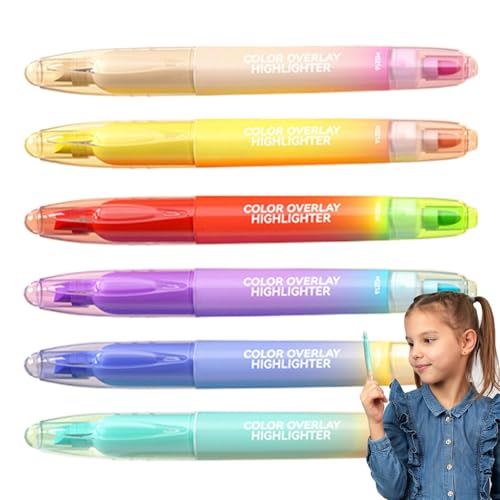 Générique 6 x doppelseitige Highlighter-Sets, farbige Marker mit ohne Bleed Ink, Smooth Writing Pens zum Färben, Unterziehen und Highlighting Text, perfekt für Büro, Schule oder Kunst von Générique