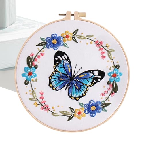 Générique Butterfly Sew Art, buntes Nähset, Stickset, Round Sew Art, Embroidery Sewing Supplies, Beginner Sew Kit, Embroidery Art Kit, Butterfly Kit, Holiday Sewing Supplies von Générique