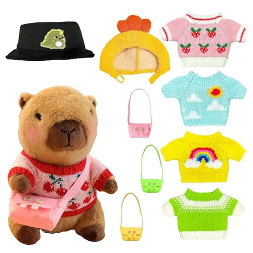 Générique Capybara Plüschtier mit Kleidung, Hugging Capybara Puppe, niedliches Plüschtier, Dress Up Cartoon Toy, entzückende Heimdekoration für Schlafzimmer & Wohnzimmer für und Mädchen von Générique