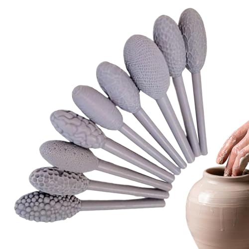 Générique Clay Texture Tools, 9 x Oval Pattern Rollers Set, Ceramic Pottery Sculpting Zubehör, Single Head Design for Crafts & Art Projects Boys Girls Teens more von Générique