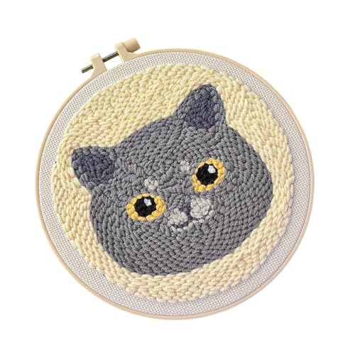 Générique Decorative Cat Embroidery, Easy Embroidery Kit, Home Craft Kit, Cat Knitting Art, Beginners Embroidery Projekt, Home Embroidery Kit, Crafting Kit for Beginners, Cat Design Embroidery Kit von Générique