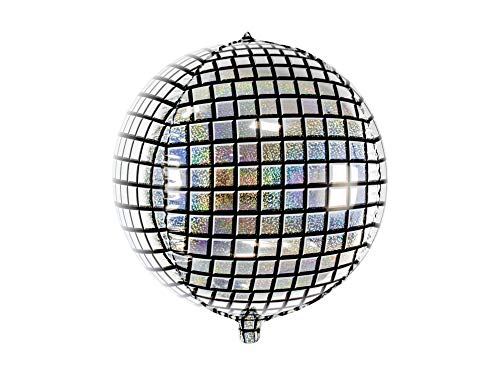 Folienballon Disco-Kugel 40cm Helium Luftballon Kindergeburtstag Geburtstag Partydeko holografisch // Generique - Discokugel-Ballon schwarz-silbern 40 cm von PartyDeco