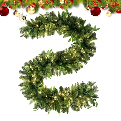 Générique Garland with Lights, Pine-Garland, Christmas Garland, Artificial Christmas Garland, batteriebetriebene Garland, Greenery Garland, Christmas Lights Garland, für Gärten, Porch von Générique