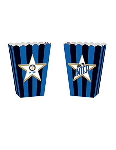 Generique - Inter Mailand-Popcorn-Behälter Fussball-Zubehör 4 Stück blau-schwarz 13,5x8,5x19cm - Blau von Generique -