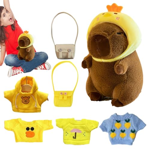 Générique Niedliches Capybara-Spielzeug, Dress Up Puppe, Cartoon-Puppe, für Mädchen, Plüsch, Capybara-Spielzeug, Capybara-Plüschtier mit Kleidung, weiche Tier-Puppe, 23 cm, für Mädchen, Who Love von Générique