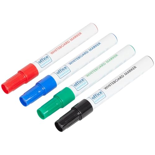 Générique Office Essentials Whiteboard-Marker, 4 Stück, Rot, Blau, Grün, Schwarz von Générique