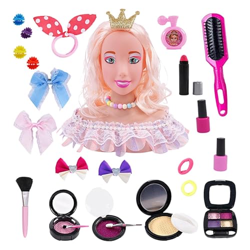 Générique Puppenkopf für Kinder, Pretend Hair Doll, Kinder Hair Styling Kopf, Hair Styling Toy Set, Hair Mannequin Head Girls Hair Styling Doll 20,5 x 18,5 x 8,5 cm / 8,07 x 7,28 x 3,35 Zoll Toy von Générique