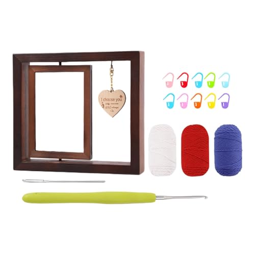 Générique Rotating Floating Photo Frame, Häkelrahmen-Set, kreatives Knitting und Weaving Set, Stylish Haken Making Tool, perfekt für Heimdekoration und Bastelfreunde von Générique