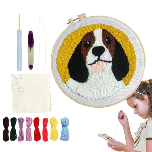 Générique Stanznadel-Set, niedliches Stickerei-Set für Anfänger mit Hundemuster, Nähset, kreatives Kunst- und Bastelprojekt, handgefertigt, Heimdekoration, Urlaubsidee für Bastelfreunde von Générique