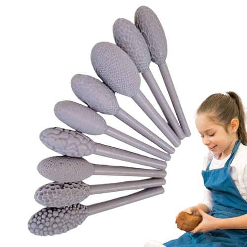 Générique Textur-Werkzeug-Set, 9 x ovale Muster-Roller für Kunstprojekte, 1 Kopf, Modellierstifte, Clay Rolling Gadgets für Kunsthandwerk und selbstgemachte Kreationen Générique Textur-Werkzeug-Set, 9 x ovale Muster-Roller für Kunstprojekte, 1 Kopf, Modellierstifte, Clay Rolling Gadgets für Kunsthandwerk und selbstgemachte Kreationen von Générique