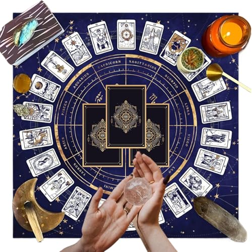 Générique Velvet Tarot Cloth, Astrology Oracle Pad, Witch Altar Tablecloth, luxuriöser Samt, Intricate Design, 30 x 30 Zoll, Ideal für Rituale, Readings, Spirituelle Übungen von Générique