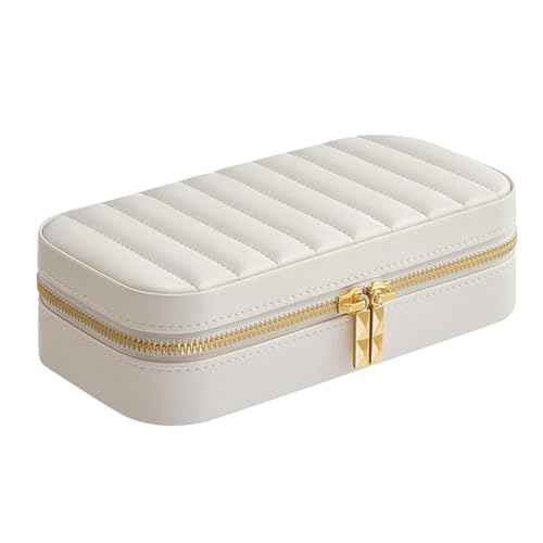 Gestreifte Schmuckschatulle – Leder-Halskettenetui, Reise-Schmuck-Organizer | Eleganter Schmuck-Organizer, Schmuckkästchen aus Leder für Frauen, Organizer für Armbänder, Ohrringe von Générique