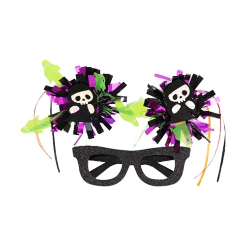 Halloween-Brille, Halloween-Brillenkostüm, Anziehbrille, bunte gestreifte Pompon-Brille, Halloween-Maskerade-Kostüm, lustiges Halloween-Thema, Kugelbrille von Générique