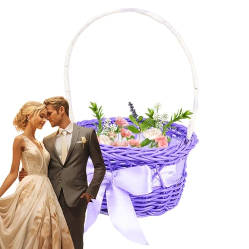 Hochzeitskorb aus gewebtem Rattan, rustikaler Hochzeitskorb aus Rattan – Blumen-Aufbewahrungsbehälter für Blütenblätter | Blütenblatt-Eier-Bonbon-Aufbewahrungskorb für Marsdekoration von Générique