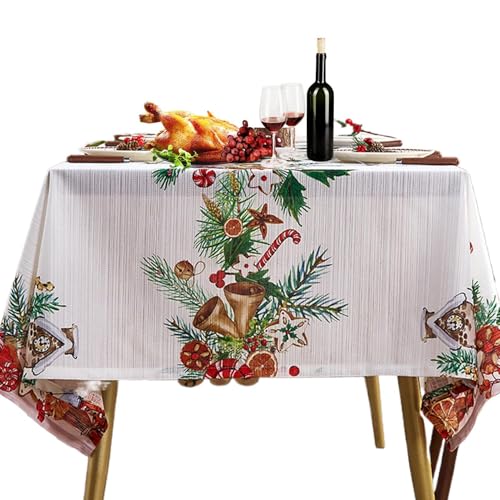 Holiday Tischdecken für Christmas, Weihnachtsstoff, quadratisch, Weihnachts-Tischdekoration, Weihnachts-Tischdecke für Winter, Bauernhaus, Weihnachten, Themed Tablecloth von Générique