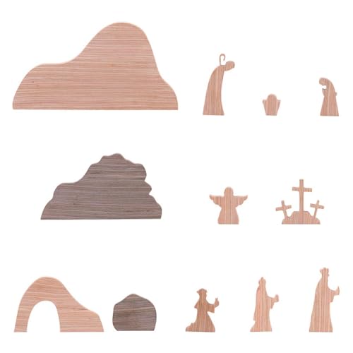 Jesus Resurrection Wood Figuren, Wooden Resurrection Figuren, Tischdekoration, Christmastatue, Tischdekoration, Miniatur Christus Statue Set, Holzfiguren für Weihnachten von Générique