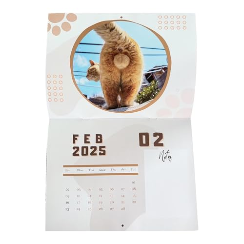 Katzen-Monatskalender – lustiger Katzen-Loch-Kalender 2025 | robuster Knebel-Kalender 12 Monate | Wandkunst für Organisation und Planung | Urkomischer Scherzkalender für die von Générique