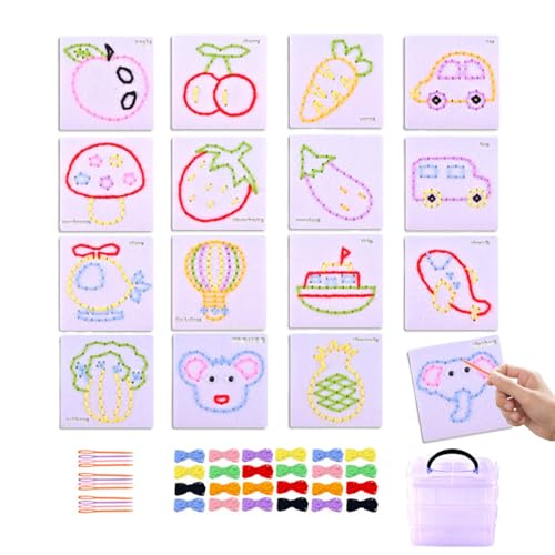 Kinder Sewing Kit, Toddler Sewing Threading Board String Knitting Kits, Toddler Lacing Cards, Sewing Board Toys for Enhancing Kognitive Skills, Outdoor, Reisen und Thanksgiving Craft Aktivit ten von Générique