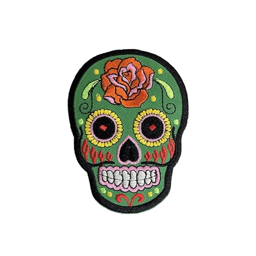 Los Muertos Aufnäher zum Aufbügeln, mexikanischer Totenkopf, bunt von Générique