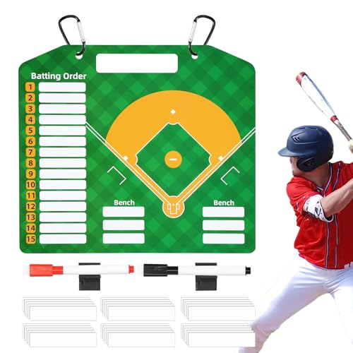 Magnetische Baseball-Ausrichtungstafel, trocken abwischbare Baseball-Ausrichtungstafel, Baseball-Trainer-Tipp, doppelseitige Softball-Briefbeschwerer mit 2 Markern zum Trainieren von Générique