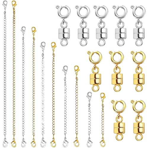 Magnetverschluss für Halskette – 20 Stück magnetische Verschlüsse für Schmuck – Zubehör für die Herstellung von Armbändern, Kettenreparaturen, Chokern und täglichen Schichten Magnetverschluss für Halskette – 20 Stück magnetische Verschlüsse für Schmuck – Zubehör für die Herstellung von Armbändern, Kettenreparaturen, Chokern und täglichen Schichten von Générique