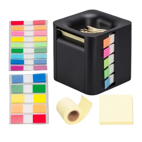 Notizbuchhalter, Notizbuchhalter, Memo-Halter, multifunktional, 4-in-1, Memo-Notizwürfel-Halter mit Sticky Note Dispenser und bunten Indexaufklebern, 3,35 x 3,35 x 3,35 Zoll für von Générique