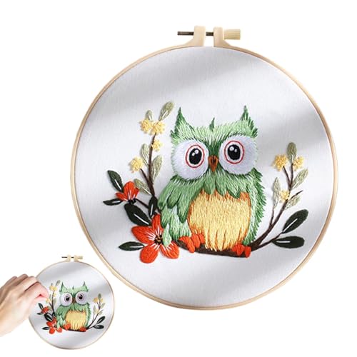 Owl Embroidery Kit Hand Embroidery Kit with Hoop Sewing Kits for Beginners Owl Embroidery Set Classic Embroidery Kits With Instructions Owl Sewing Crafts Kit Home Decoration Embroidery Projects von Générique