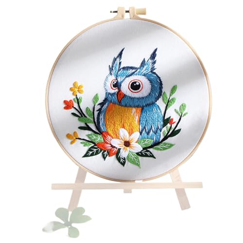 Owl Embroidery Kit Hand Embroidery Kit with Hoop Sewing Kits for Beginners Owl Embroidery Set Classic Embroidery Kits With Instructions Owl Sewing Crafts Kit Home Decoration Embroidery Projects von Générique