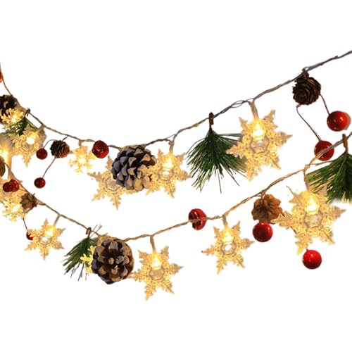 Pine-Kegel- , Weihnachtsbeleuchtung, Innenbeleuchtung, 6,56 m mit Schneeflocke, LED-Garland-String- , 20 LED-Weihnachtsdekorationen für Zuhause, beleuchtete Garland-Weihnachtsdekoration, von Générique