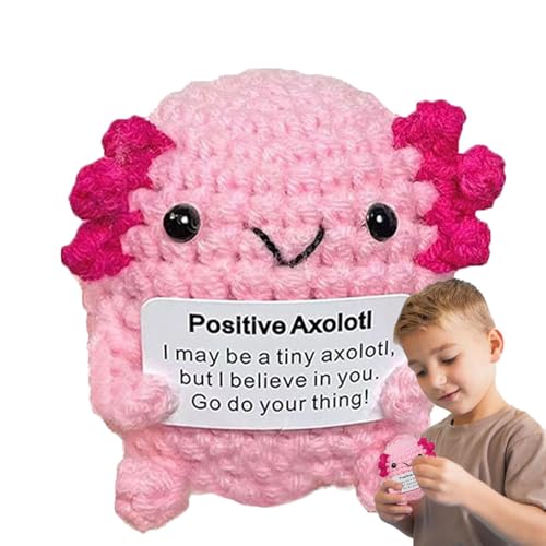 Positive Axolotl Häkelnadel, gehäkeltes Plüschtier, Emotionale Tierstütze, einzigartiges Axolotl-Spielzeug, kreatives Häkelspielzeug, Axolotl Plush Toy, Haken Tier für Damen, Haken, Tierhalter, von Générique