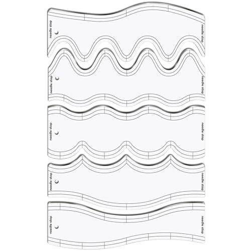 Quilt Ruler Set, Acryl Wave Ruler, Sewing Template Set, Patchwork Ruler, Clear Acrylic Sewing Template Rulers Set und transparentes Design, perfekt zum Basteln von Intricate Quilting von Générique