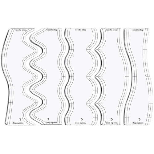 Quilting Template Ruler, 5 Stück Sewing Templates, Clear Sewing Rulers, Acryl Wave Ruler, Clear Sewing Rulers, Sewing Tools, Quilt Ruler, Quilting Templates, Sewing Patchwork Ruler von Générique