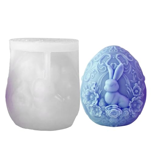 Rabbit Egg Soap Mold, Egg Egg Shaped Mold, Easter Egg Candle Mold, Silikon Candle Molds for Fondant, 5.64 x 2.87 x 3.15 Inches, Chocolate Dessert Mold, Cake Decoration Mold for Easter von Générique