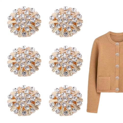 Rhinestone Button Covers, Damen-Knopfabdeckungen, abnehmbare Hemdknöpfe, Rhinestone Bluse, Buttons, Schmuck für Kleidung Buttons, Knopfabdeckungen, Shirt Button Jewelry, Set mit 6 Knöpfen von Générique