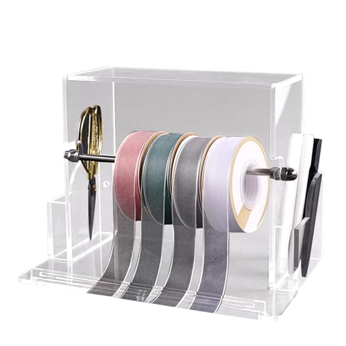 Ribbon Organizer Rack, Clear Ribbon Storage, Multi-Use Label Dispenser, Sticker Holder Organizer, Ribbon Dispenser Rack, Craft Room Ribbon Organizer, Cake Shop Ribbon Storage, von Générique