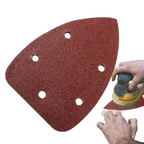 Schleifpads, Schleifpapier für Metall, 20 x feines Schleifpapier | Dreieckschleifscheibe 5,51 Zoll, Schleifpapier, Schleifer mit 5 Löchern zum Schleifen von B von Générique