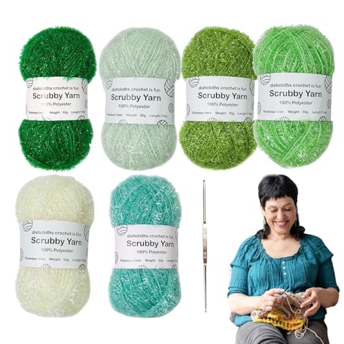 Scrubby Yarn Pack, Polyester, Häkelgarn, 13 cm/5,1 Yarn für Scrubbies, Dishcloth Garn, Bath Scrubby Garn, bunt, Häkelgarn für Badehandtücher, Dish Towels von Générique