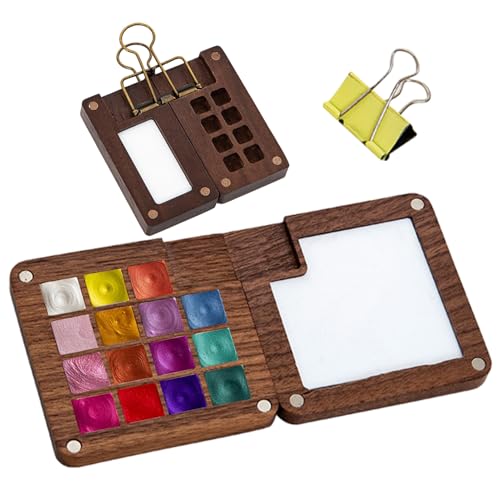Sketchbook Aquarell Palette Aquarell aus Holz | Farbaufbewahrungspalette mit 15 Fächern | Leere Aquarell Farbe für Sketchbook Aquarell Palette Aquarell aus Holz | Farbaufbewahrungspalette mit 15 Fächern | Leere Aquarell Farbe für von Générique