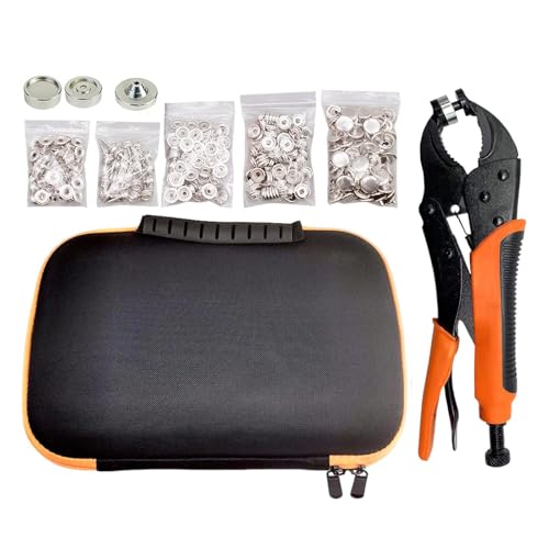 Snap Fastener Kit Tool, Heavy Duty Snap-Ring Falten, Handheld Snap Button Kit, Fest Nähen Snaps, mit Aufbewahrungstasche, (11,81 x 7,87 x 1,81 Zoll), für Stoff, Kleidung von Générique