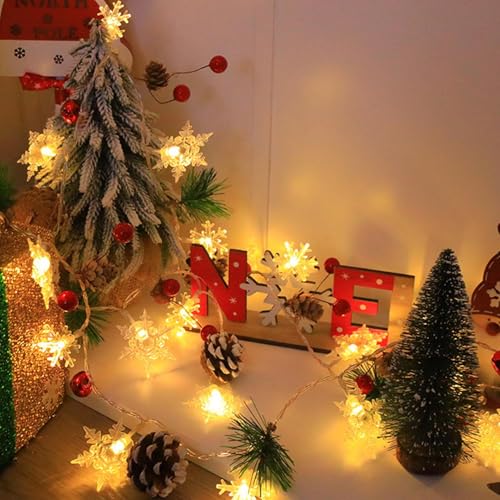 Snowflake LED Christmas Lights, batteriebetriebene Garland Lights, Pine, , dekorativ, String Lights, Outdoor Holiday Snowflake für Home Led Garland, 20 LED Garland String Lights für Holiday von Générique