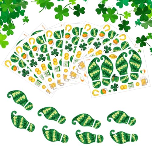 St. Patrick's Day Floor Stickers, Green Shamrock Decals, Festliche Shamrock Floor Dekorationen, St. Patrick's Day Footprint Sticker, entfernbar Green Shamrock Stickers, Party Shamrock Feet Floor von Générique