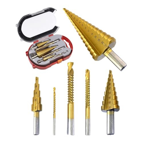 Step Drill Bits, Titanium Coated Drill, Metal Step Drill, Electric Drill Bits, Step Drill Set, Titanium Drill Set, Efficient Set of 6 for Copper, Aluminium and Wood von Générique