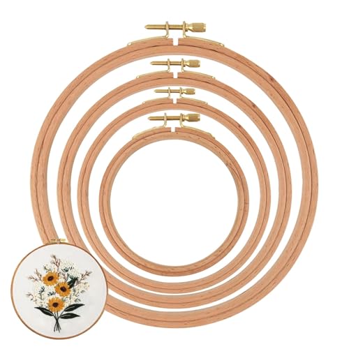 Stickring, Stickrahmen, kleines Set mit 4 Stickschussen, verstellbar, aus Holz, für Heimdekoration Stickring, Stickrahmen, kleines Set mit 4 Stickschussen, verstellbar, aus Holz, für Heimdekoration von Générique