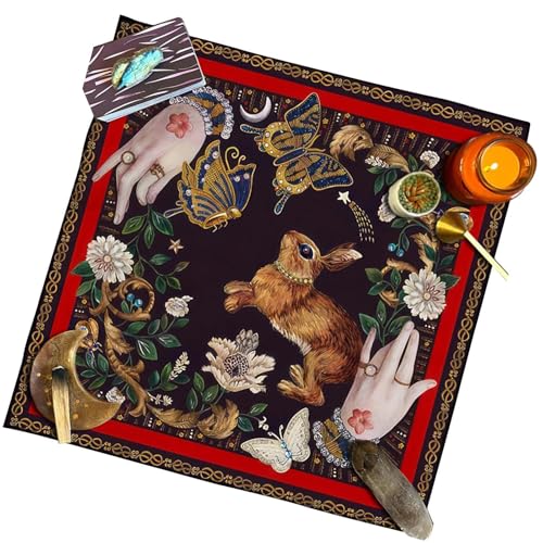 Tarot-Tischdecke, Tarot-Matte, 40,6 x 40,68 cm, quadratischer Stoff für Tarottisch, Tarot-Zubehör, Sonnenaufdruck, Schmetterling, Mondphase, Hexerei für Pick von Générique