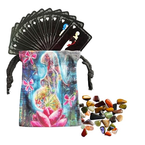 Tarotkarten-Aufbewahrungstasche, Tarotkartentasche, Schmuckbeutel mit Kordelzug, Schmuckverpackung mit Blumenmuster, Tarot-Spielständer, Cart-Organizer von Générique