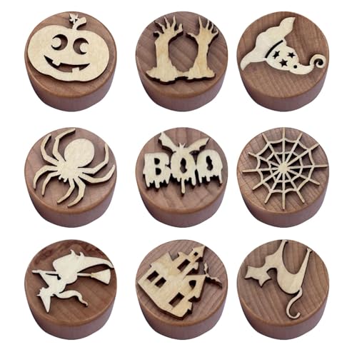 Ton-Stempel für Bastelarbeiten | Halloween-Ton-Stempel-Set 9-teilig | Set aus handgefertigtem Modelliermassen-Stempel für Holz, Po von Générique