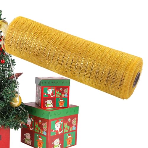 Urlaubs-Netzband, Weihnachtsschleifenband, dekoratives Drahtgeflecht, Kronennetzband, Hochzeitshandwerksband, Urlaubsdekorationsband, 10 Zoll x 30 Fuß für Kronen von Générique